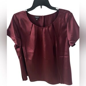 Talbots Womens 18P Petite Burgundy Red 100% Silk Shell Blouse